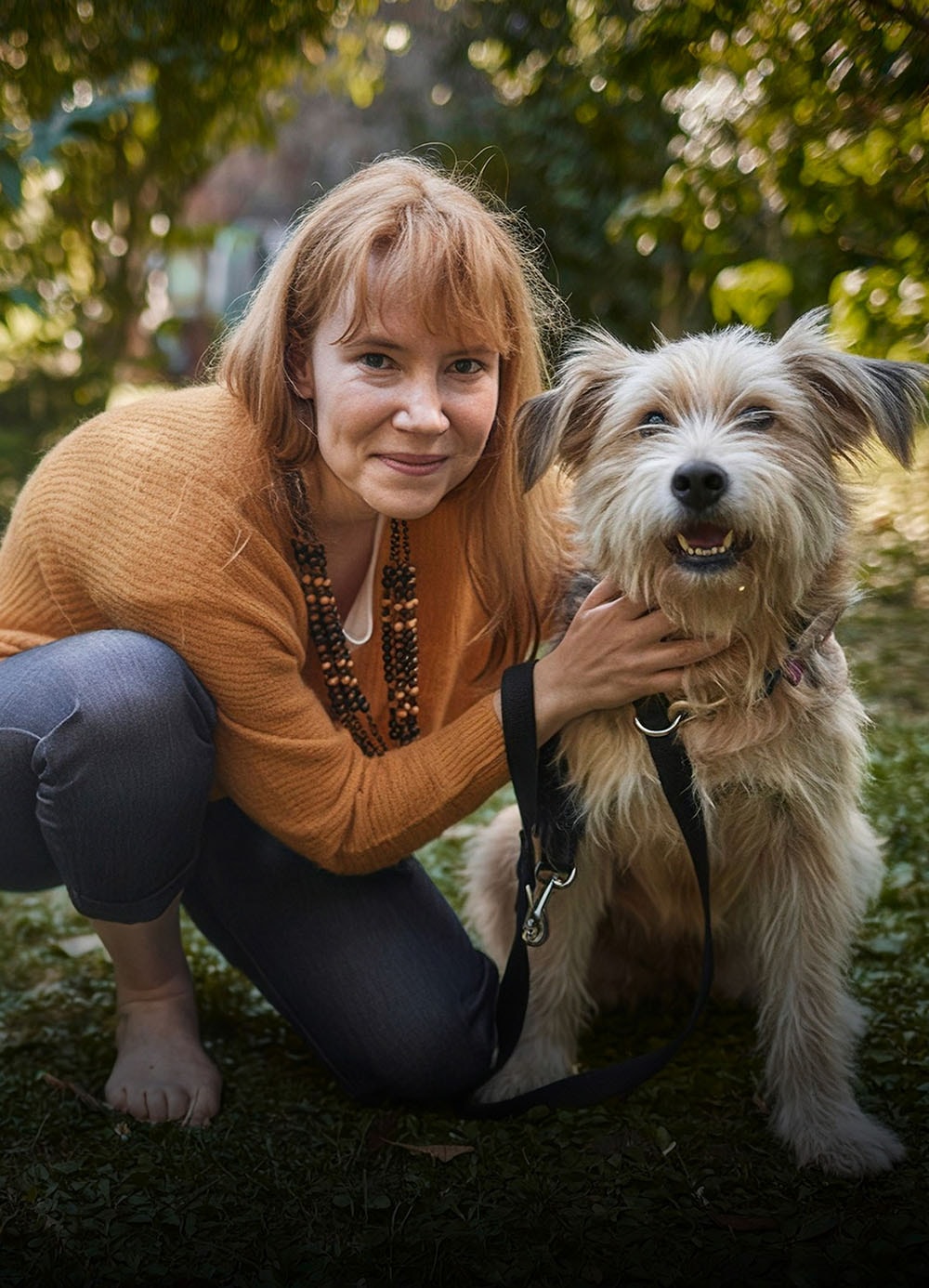 woman with her dog